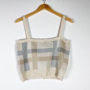 Witty Fox plaid knit sweater cropped bandeau tank top camisole Size XL